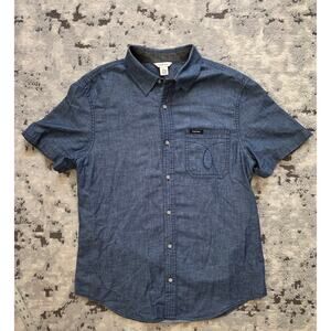 Calvin Klein Men's Medium Short Sleeve Denim Button Down Shirt Western Cotton